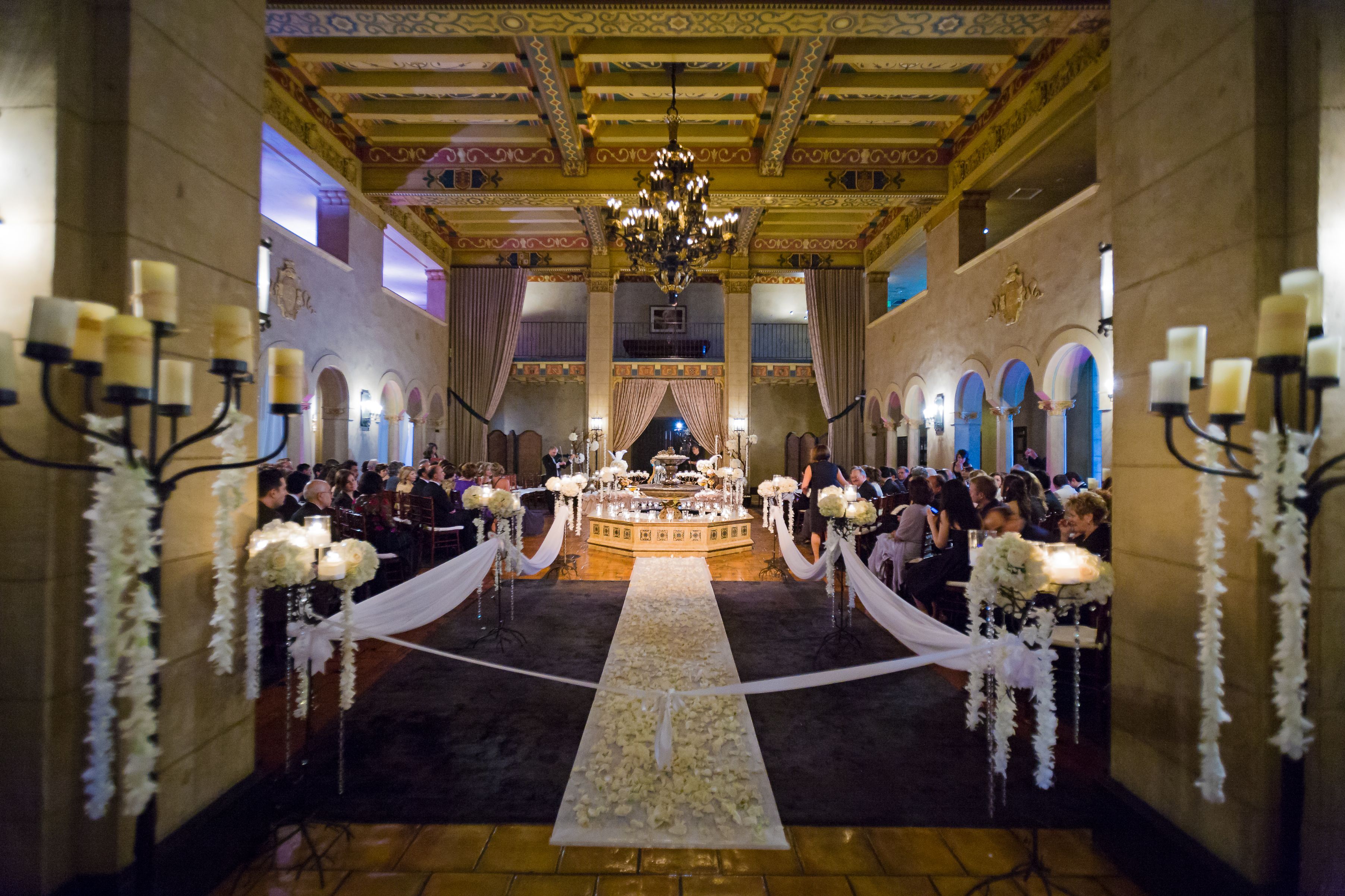 Image of The Historic Lobby Wedding Ceremony at The Hollywood Roosevelt, in Los Angeles, California , opened in 1927 and a member of Historic Hotels of America since 2016.